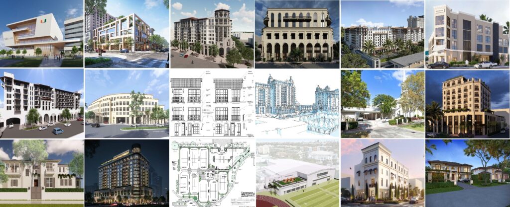 Coral Gables is currently reviewing a slew of projects that include major institutional expansions, mixed-use buildings, townhome developments, and school additions— 13 of which require City Commission approval.