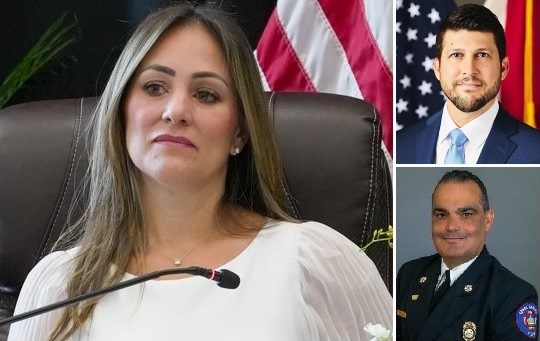 Coral Gables Commissioner Melissa Castro has formally requested a legal opinion from Florida Attorney General James Uthmeier (right, top) on the commission’s vote to switch the municipal election date and an update from Fire Chief Marcos de la Rosa (right, bottom) on his department’s reaccreditation deferral.