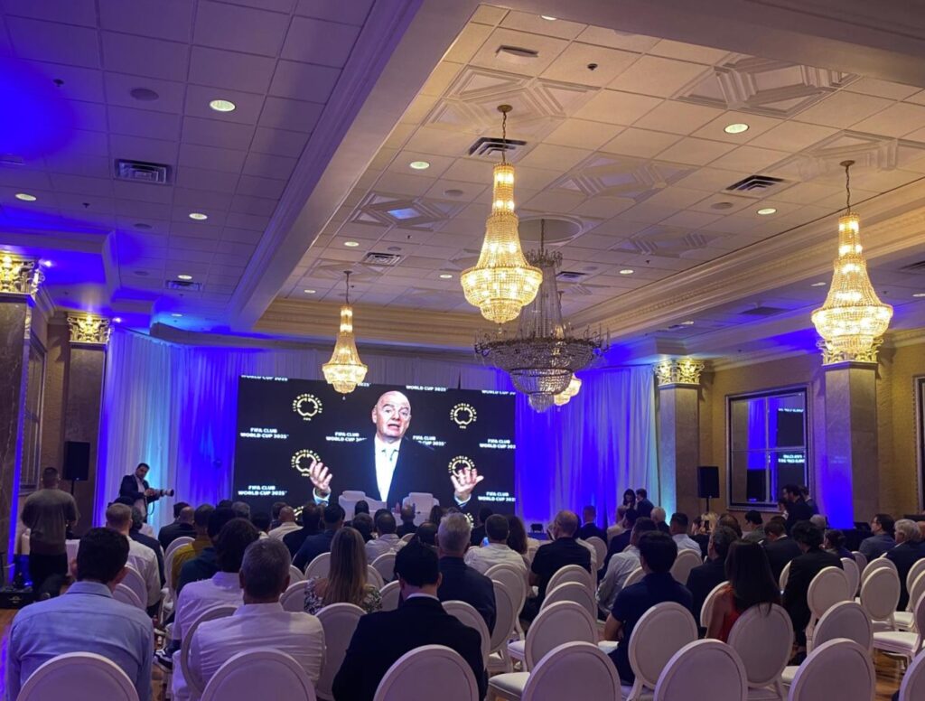 FIFA President Gianni Infantino delivered opening remarks via video at the Ole Soccer Miami conference, held June 12 at the historic Coral Gables Country Club, that offered an opportunity to witness the convergence of global sport and commerce.