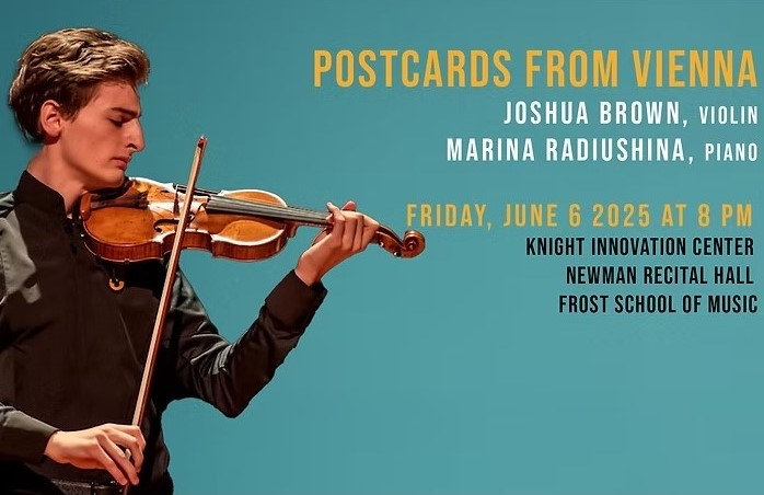 ‘Postcards from Vienna’ features two rising stars of the international classical stage: violinist Joshua Brown, a laureate of the 2024 Queen Elisabeth Competition, and pianist Marina Radiushina, an acclaimed artist whose sensitivity and expressive depth have captivated audiences across the globe.