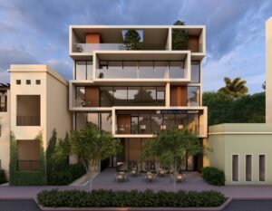 A proposed development would transform the parking lot at 265 Minorca Avenue into a four-story building across from the city’s public safety building.