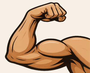 Digital drawing of a muscular arm flexing, symbolizing recent debates over whether power in Coral Gables is concentrating in the mayor’s hands and underscoring the editorial’s call for an active, balanced commission.