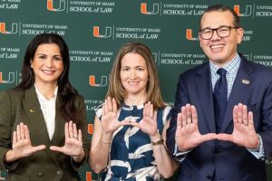 Dean Patricia Sanchez Abril, Susan Pérez, and Demetrio J. Pérez, J.D. '01