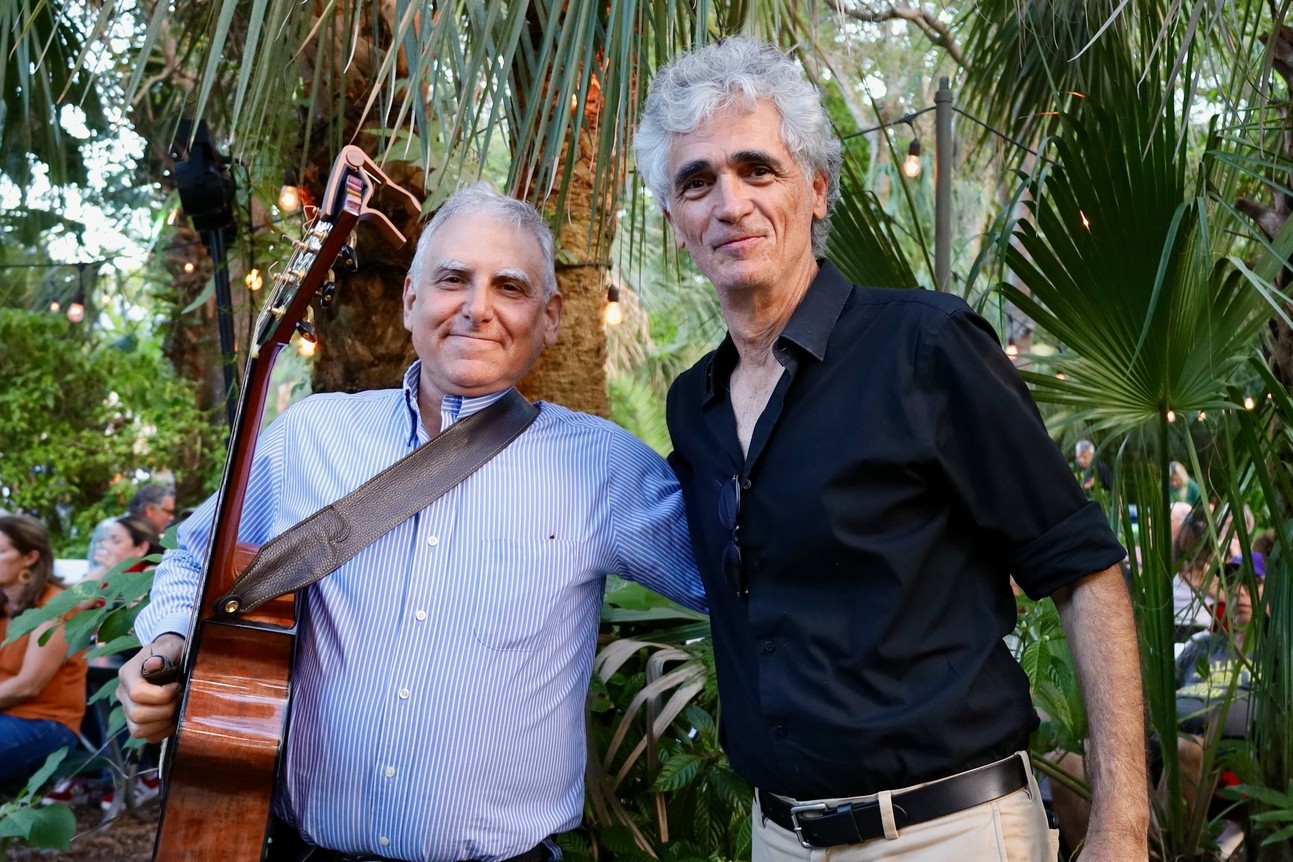 The duo of Dave Bricker (left) and Bruce Turkel will perform during June’s Gallery Night at the Coral Gables Museum, adding live American roots and acoustic music to an evening that also includes downtown gallery openings, fiber art, couture and community-focused exhibitions.
