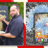 Coral Gables Gallery Night spans a debut show, Cuban masters and live music Sept. 4 Brian Sippin paints a stylized anatomical heart beside one of his colorful abstract artworks featuring a smartphone-like frame and swirling shapes.
