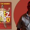 Book cover for Pérez Prado: King of the Mambo shown beside a portrait of the book’s author against a red-and-tan background.