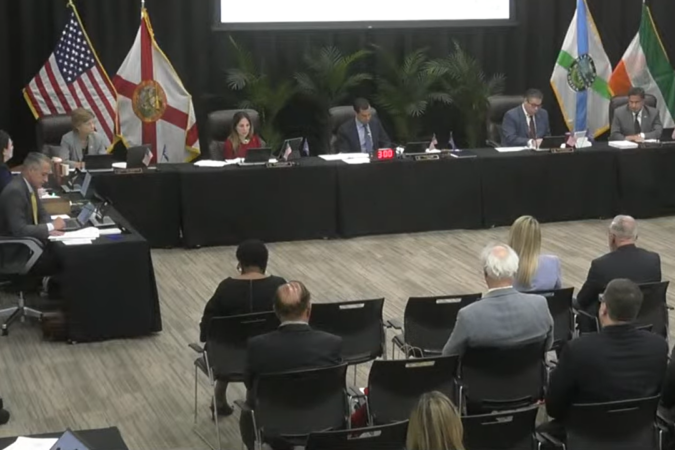 Coral Gables City Commission seated at the dais during the Sept. 29 final FY2027 budget hearing, with residents seated in the audience.