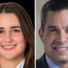 Side-by-side headshots of Coral Gables Group V candidate Dominique “Nikki” Whiting and Mayor Vince Lago.